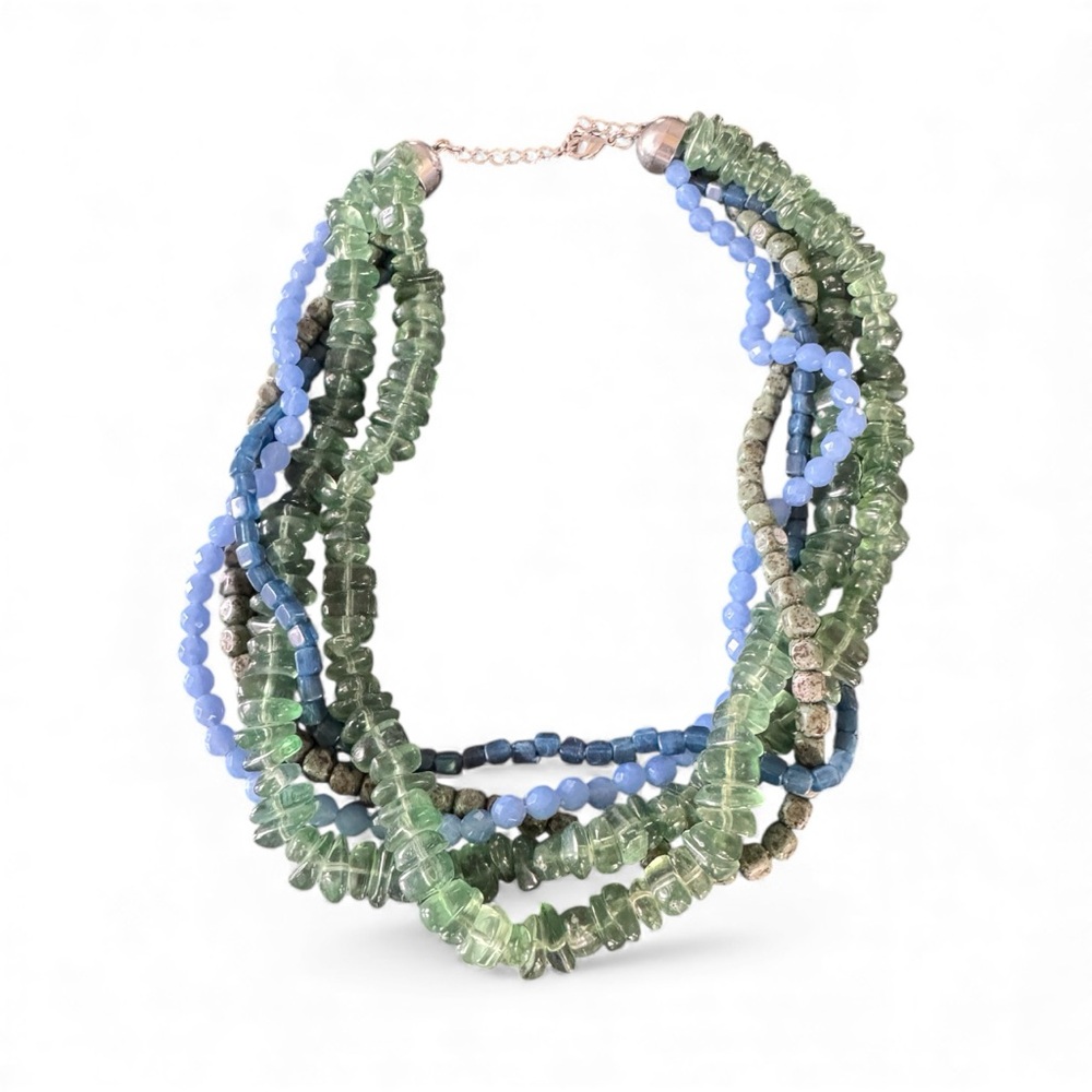 Funky cheerful Green and Blue Beaded Necklace
